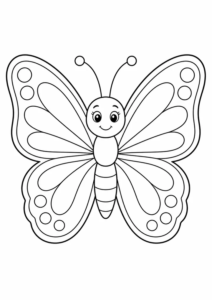 Borboleta simples com asas abertas para colorir