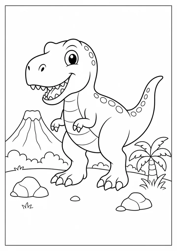 Dinossauro T-rex com traços grandes para colorir