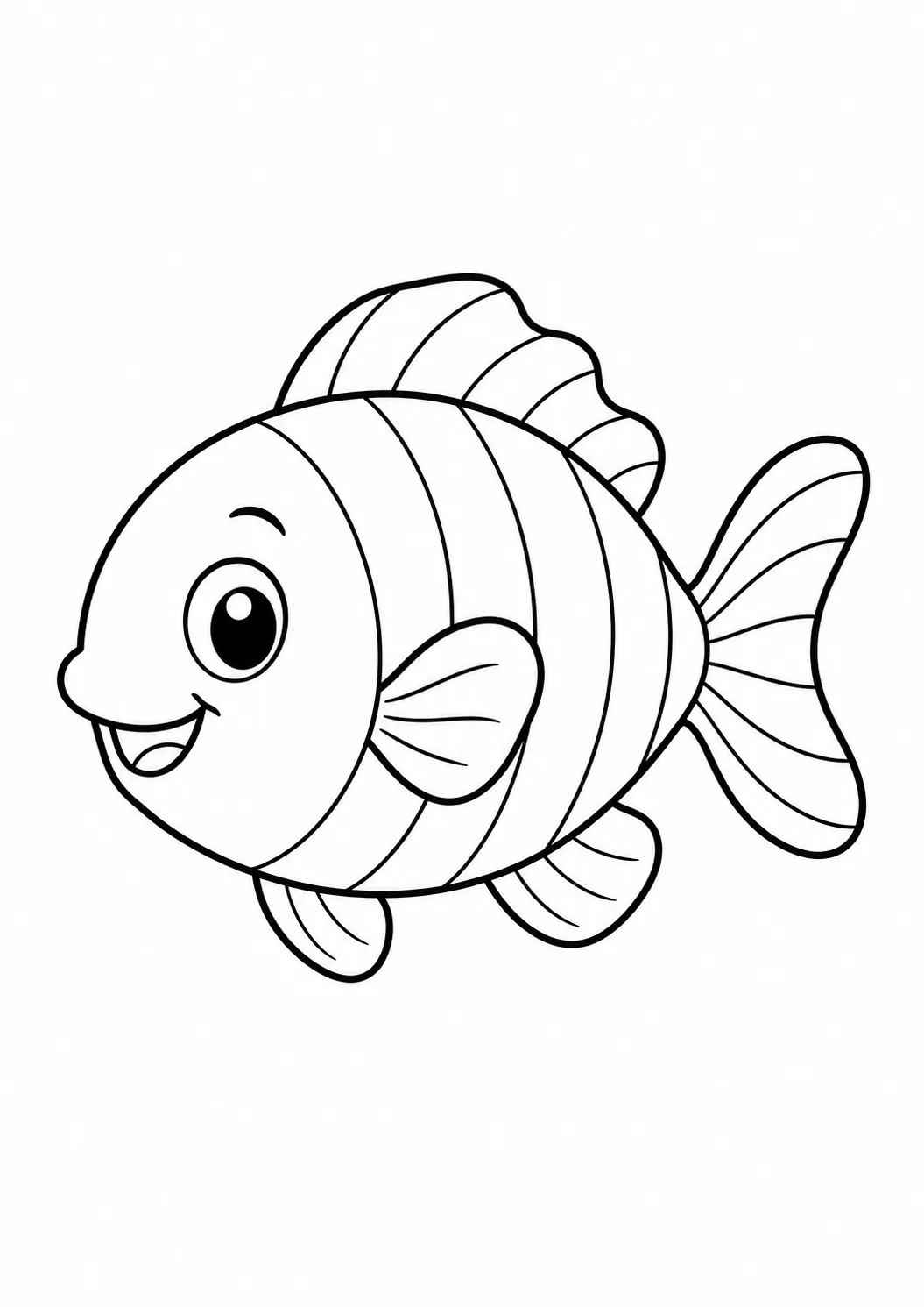 Peixe simples com traços grandes para colorir